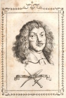 Ritratto di Raimondo Montecuccoli in "Elogio" di Agostino Parodisi 1775, ma apparso per la prima volta in "Apiaria Universae Philosophie Matematicae" di Padre Mario Bettini, Bologna 1654