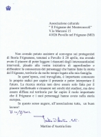 Lettera dell'Arciduca Martino d' Austria Este.